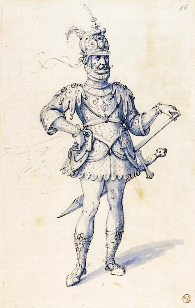 Bir şövalye için kostüm çizimi by Giuseppe Arcimboldo