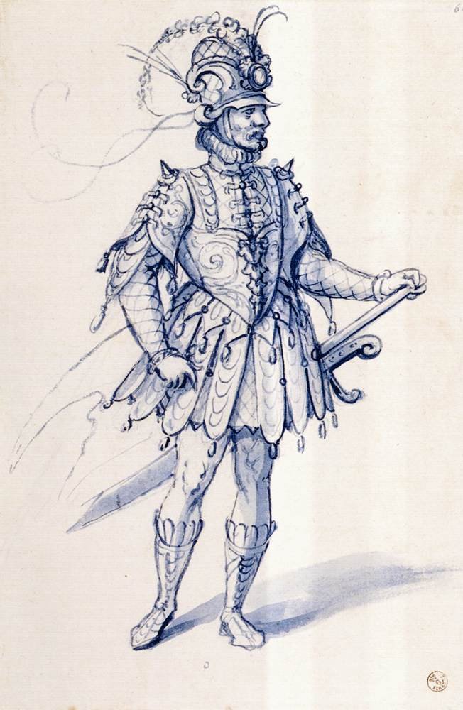 Bir şövalye için kostüm çizimi by Giuseppe Arcimboldo