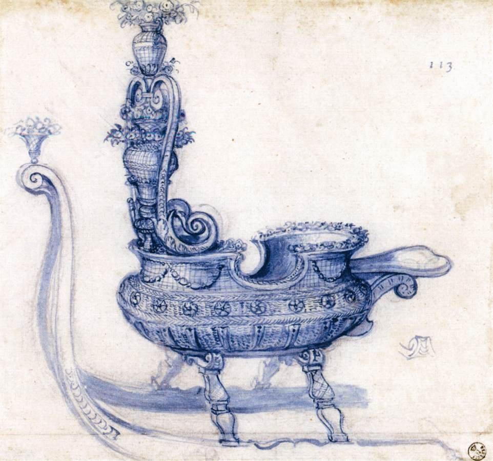 Çiçek Sepeti Şeklinde Bir Kızak Çizimi by Giuseppe Arcimboldo