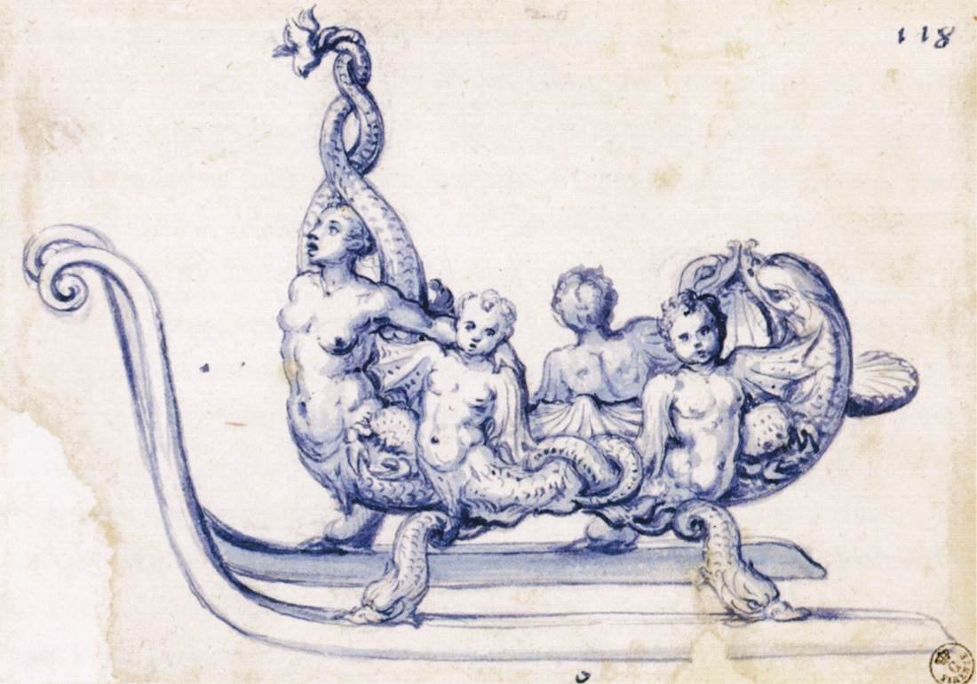 Sirenli Kızak Çizimi by Giuseppe Arcimboldo
