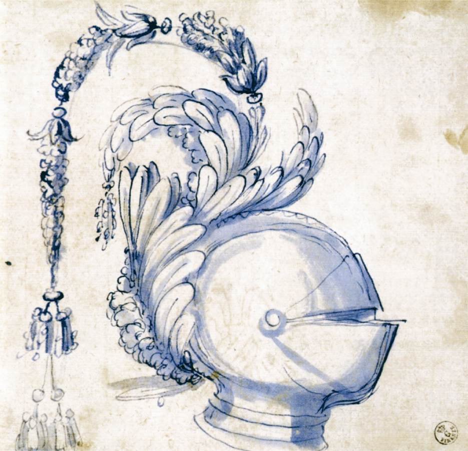 Vizörlü Kask Çizimi by Giuseppe Arcimboldo