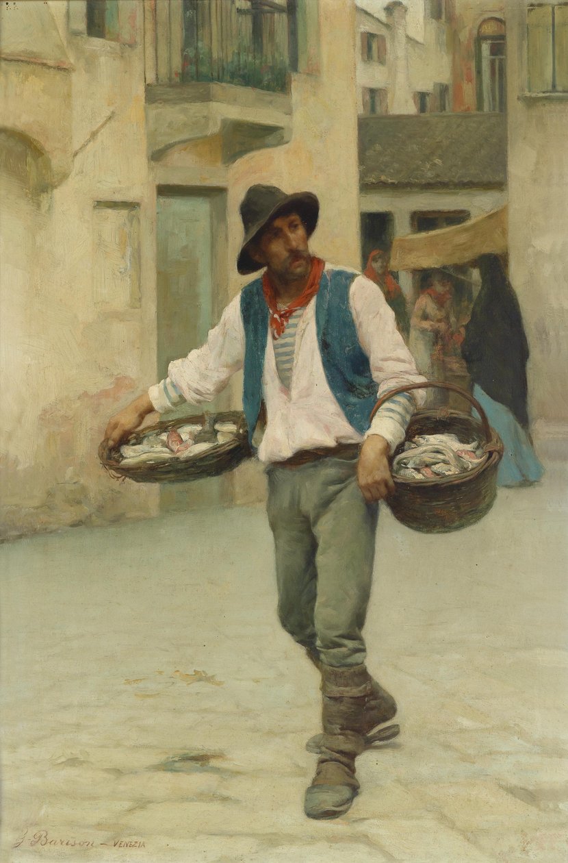 Venezianischer Fischverkäufer by Giuseppe Barison