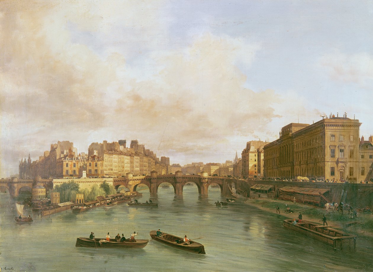 Pont Neuf, Ile de la Cite, Paris Nane ve Conti Quay, 1832 by Giuseppe Canella