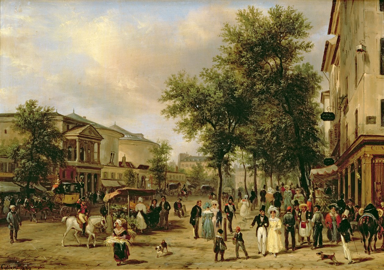 View of Boulevard Montmartre, Paris, 1830  by Giuseppe Canella