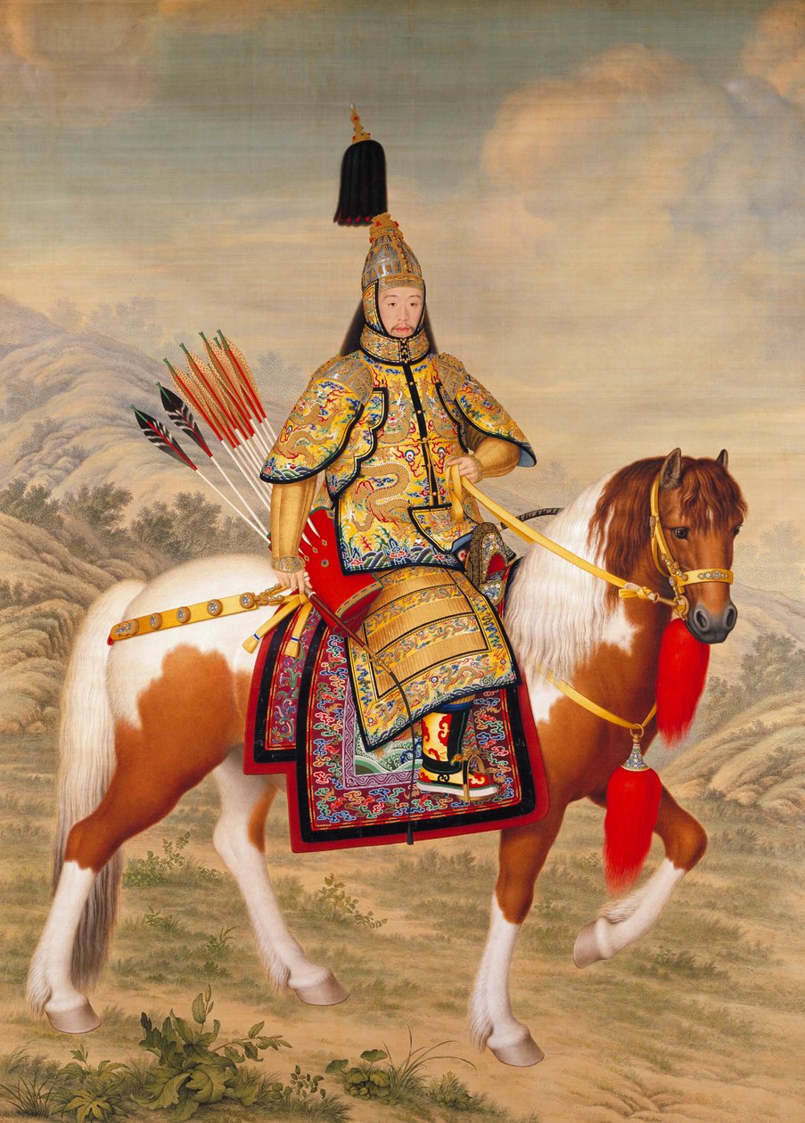 At Sırtında Tören Zırhlı Qianlong İmparatoru by Giuseppe Castiglione