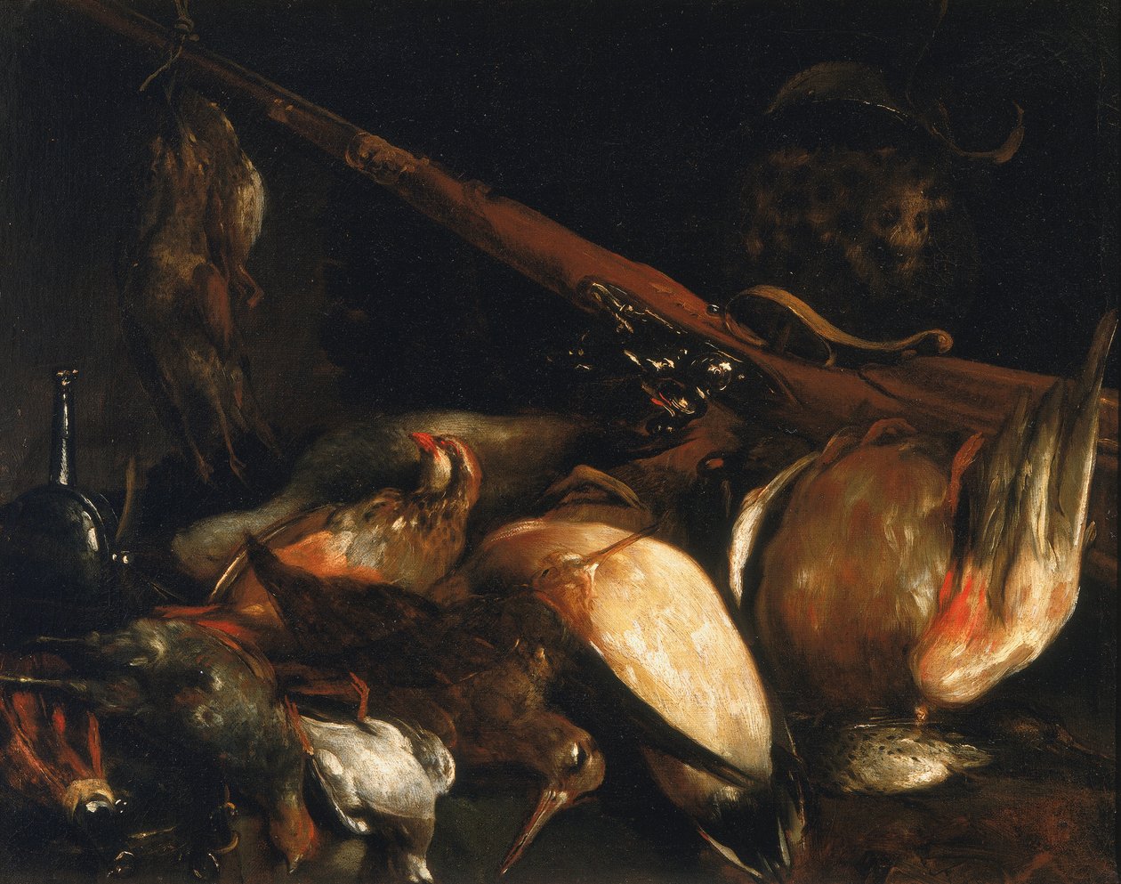 Ölü kuşlar ve arquebus by Giuseppe Maria Crespi