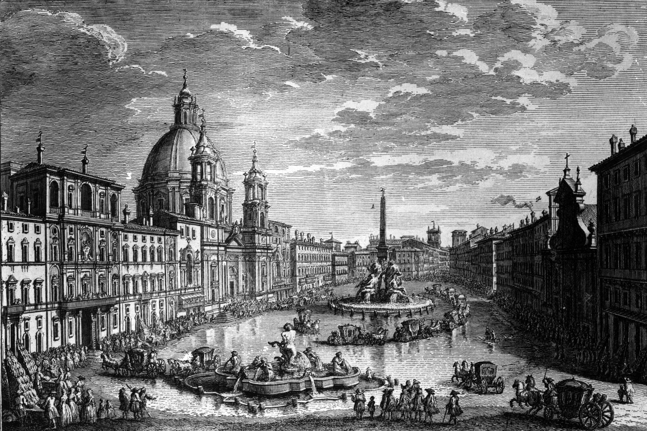 Ferragosto tatili sırasında Piazza Navona