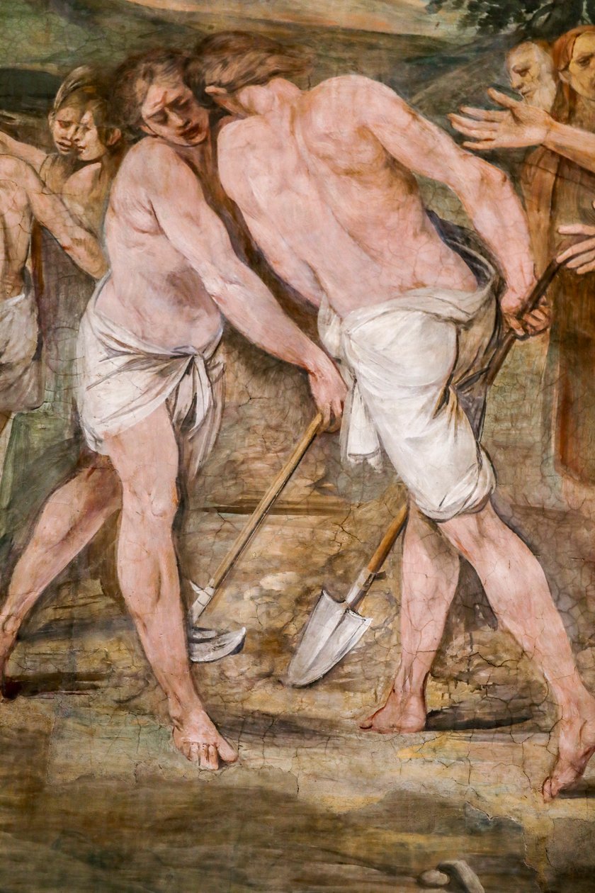 Romulus, gelecekteki Roma şehri etrafındaki sınır çizgisini sürüyor (detay) by Giuseppe Cesari