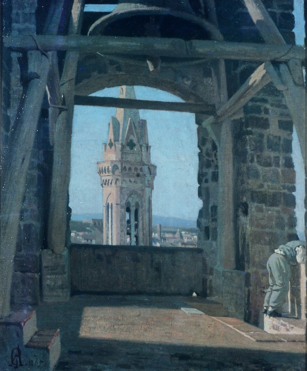 Giuseppe Abbati (1836-1868) tarafından Palazzo del Podesta Kulesi. by Giuseppe Abbati