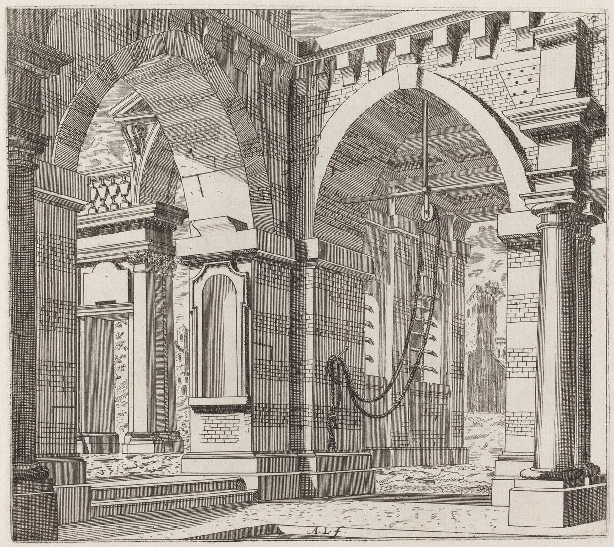Kemerli Geçitlere Sahip Mimari Fantezi by Giuseppe Antonio Landi
