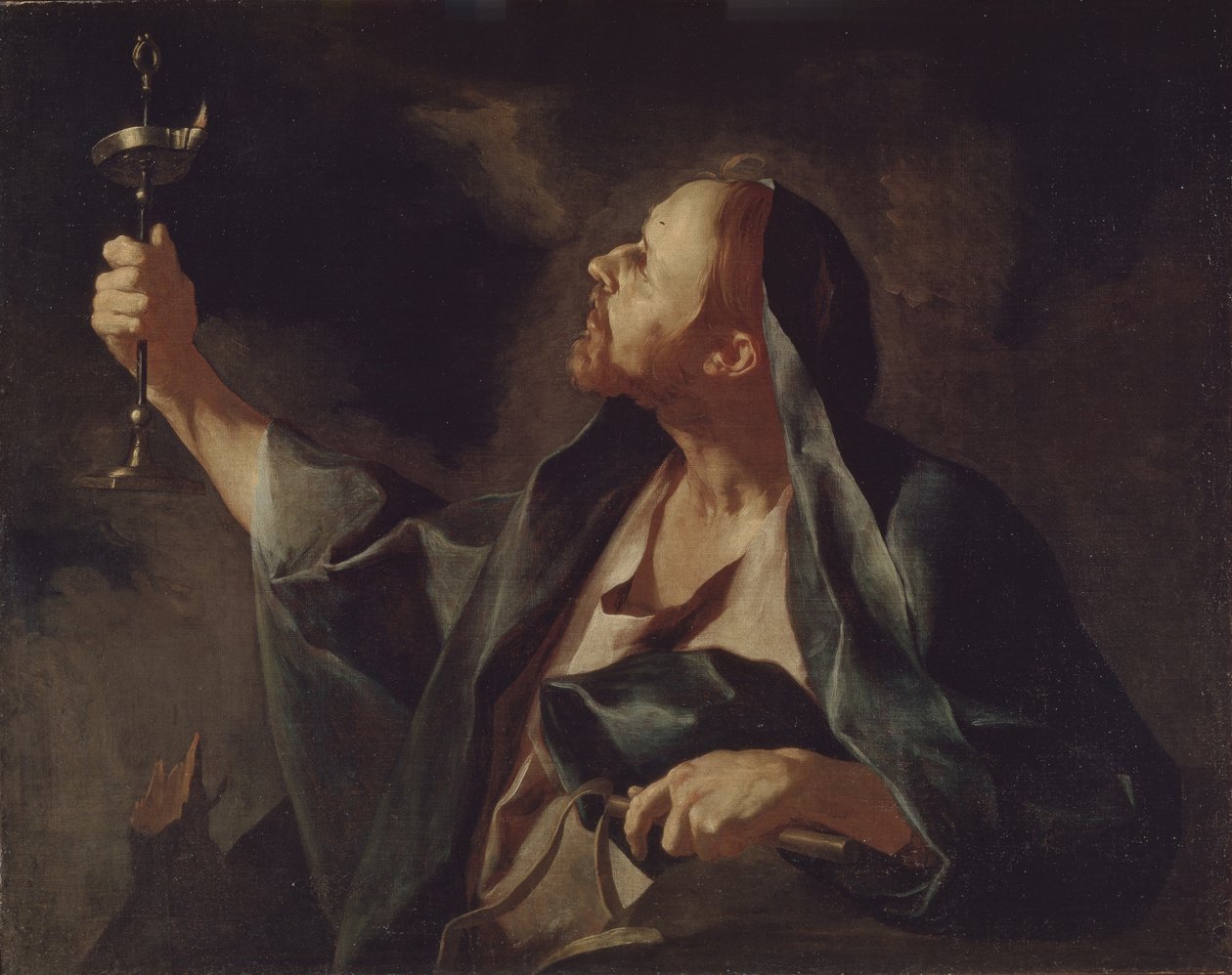 Elinde lambalı ve kırbaçlı bir adam Peygamber Sophonias by Giuseppe Antonio Petrini