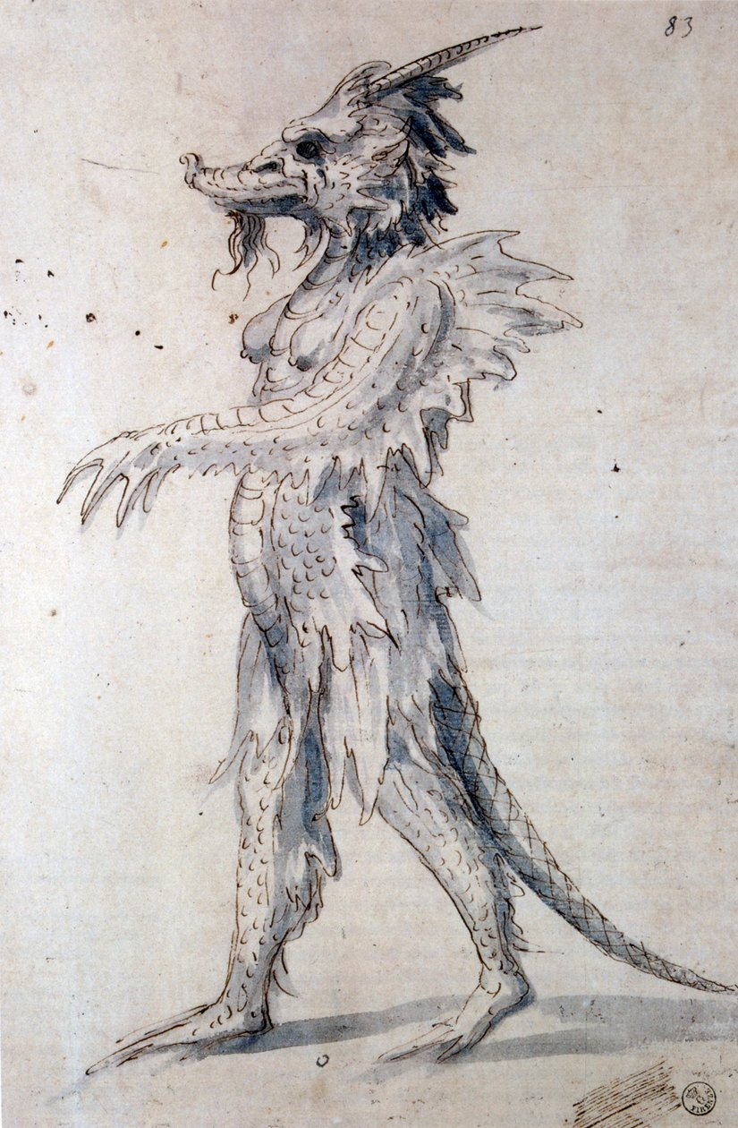 Ejderha kostümü için kostüm tasarımı, 16. yüzyıl by Giuseppe Arcimboldi