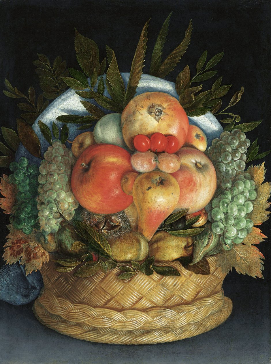 Meyveden oluşan bir adamın tersinir antropomorfik portresi by Giuseppe Arcimboldo