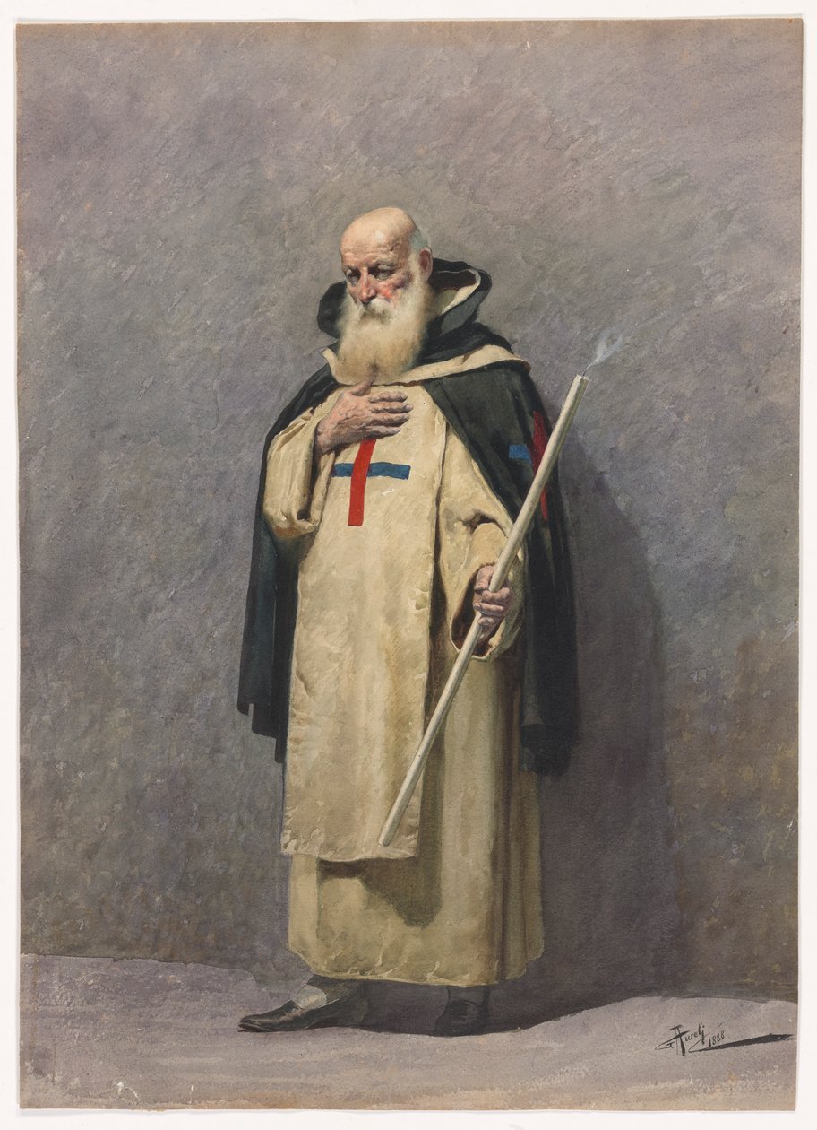 Ayakta Yaşlı Bir Rahip by Giuseppe Aureli