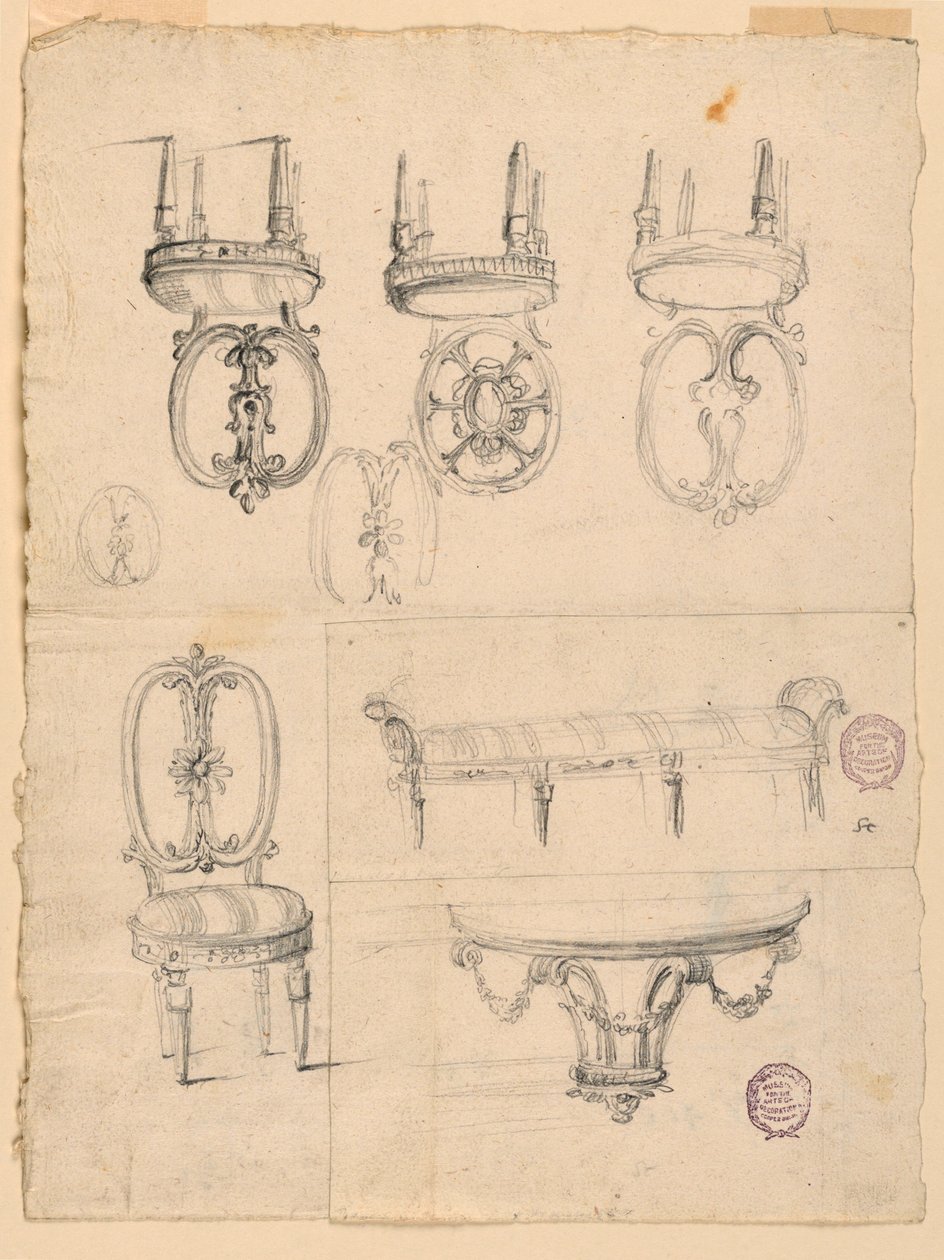 Sandalyeler ve Mimari Eskizler by Giuseppe Barberi