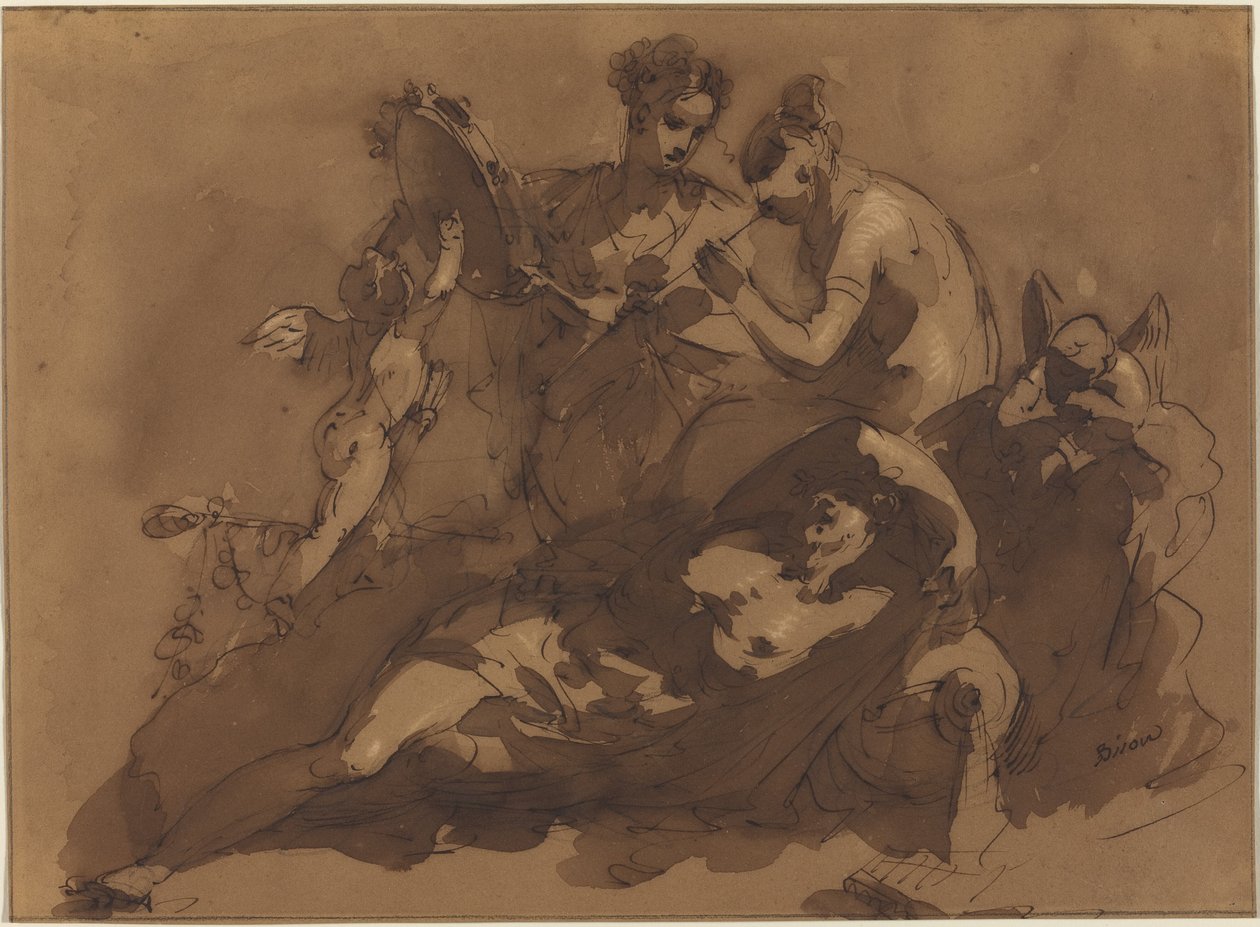 Deniz Tanrıları ile Mitolojik Bir Sahne by Giuseppe Bernardino Bison