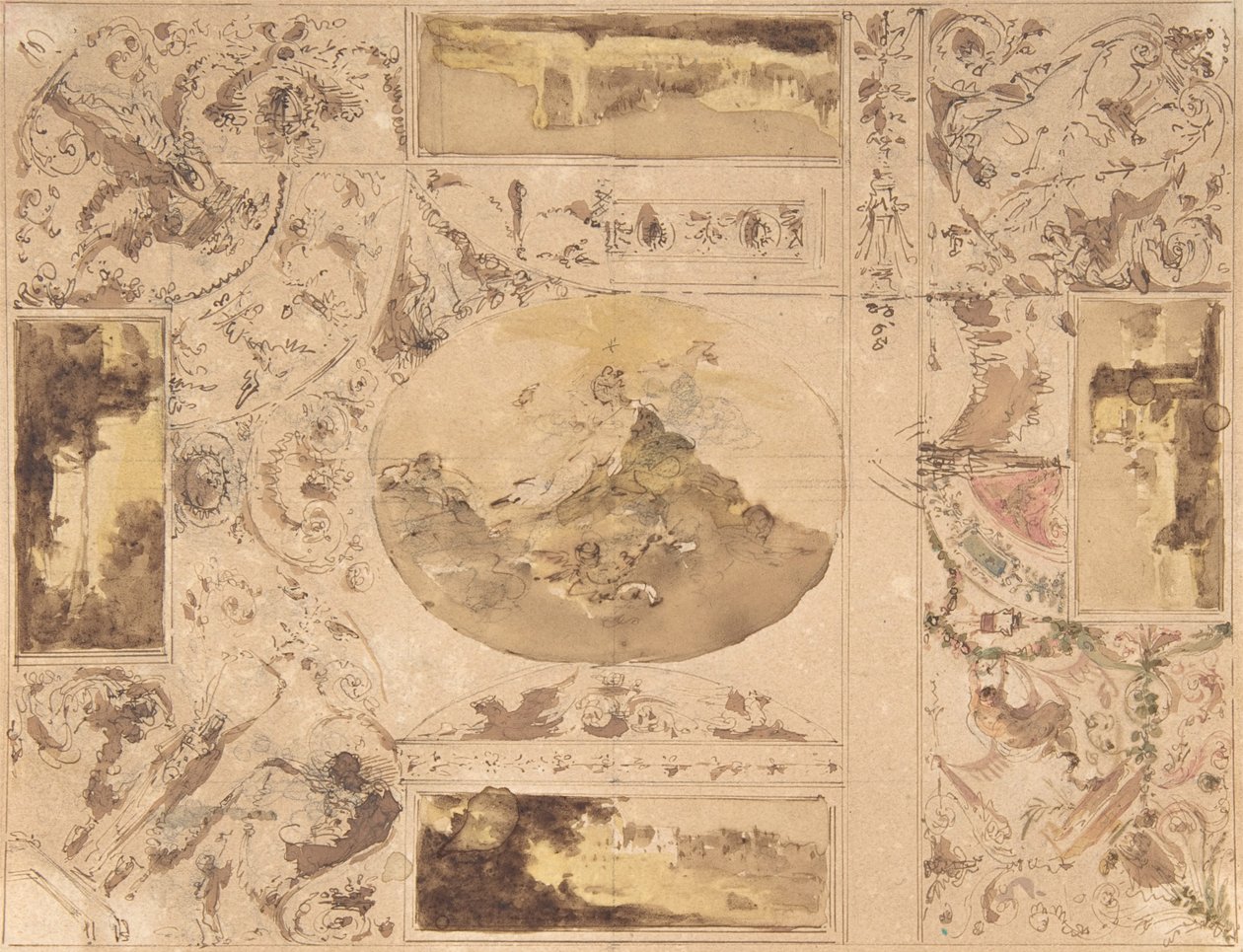 Tavan dekorasyonu için tasarımlar, 18. yüzyılın sonu ve 19. yüzyılın ortası. by Giuseppe Bernardino Bison