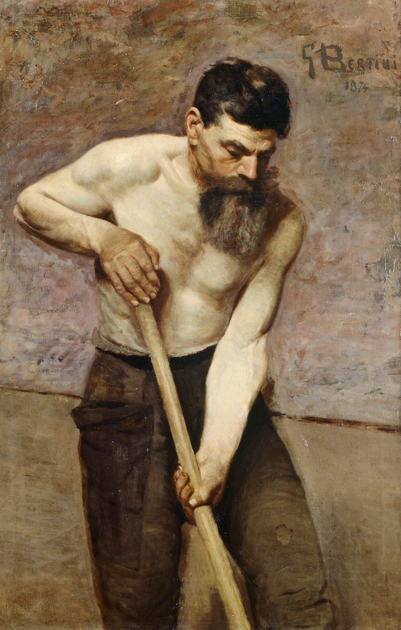 Hendek kazıcı, Giuseppe Bertini (1825-1898), tuval üzerine yağlı boya by Giuseppe Bertini