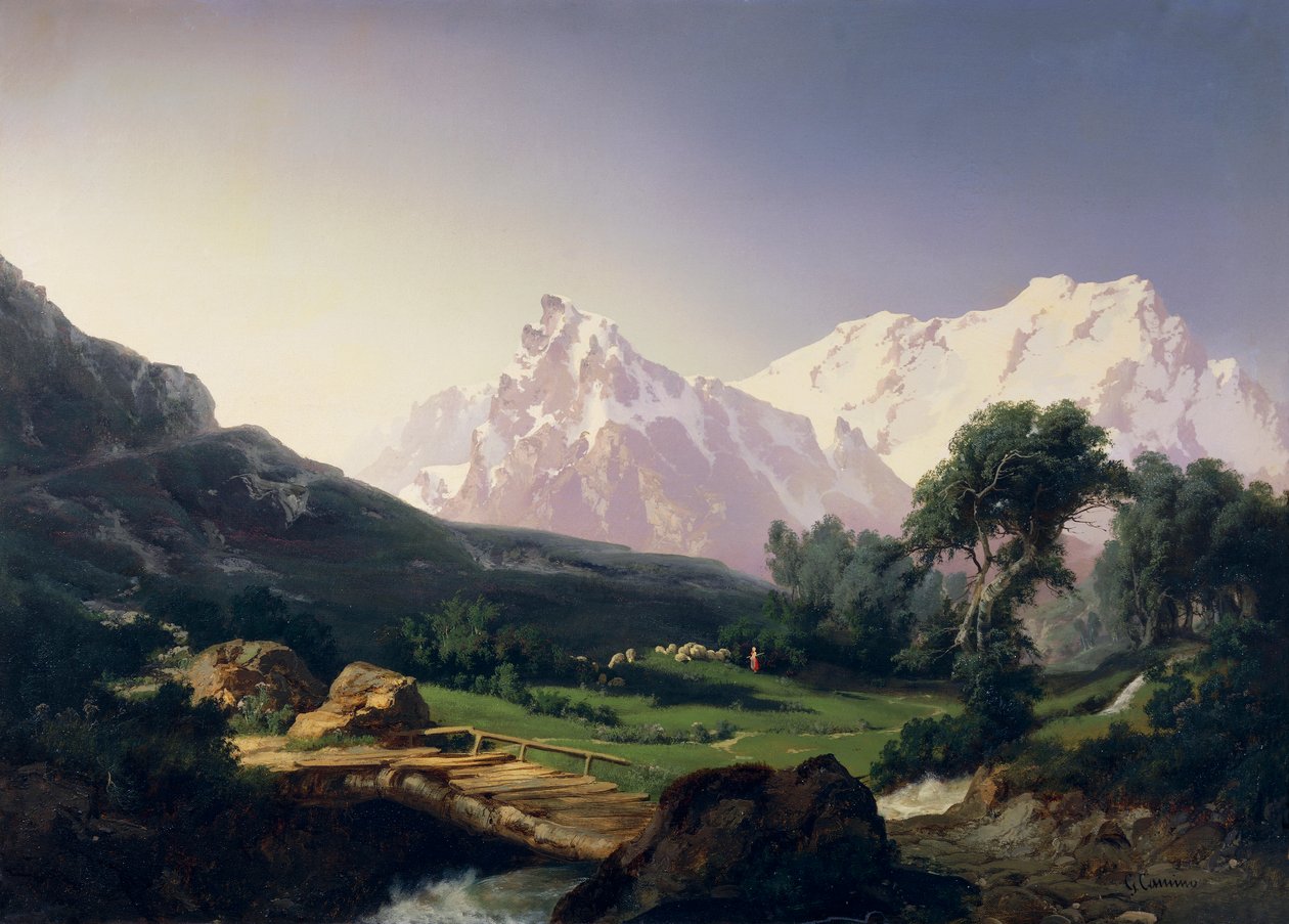Alp zirveleri, Gressoney Vadisi, Giuseppe Camino (1818-1890) by Giuseppe Camino