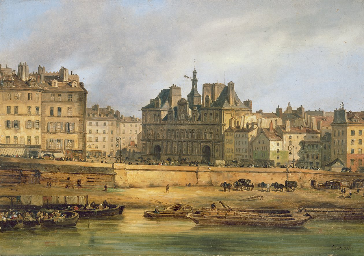 Hotel de Ville ve set, Paris, 1828 by Giuseppe Canella