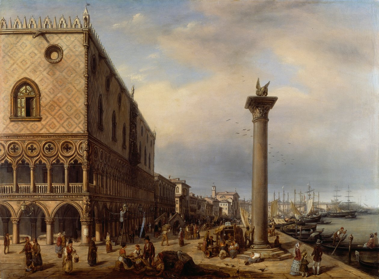 Giuseppe Cannella (1788-1847) tarafından Venedik'te Riva degli Schiavoni (geçit) by Giuseppe Canella