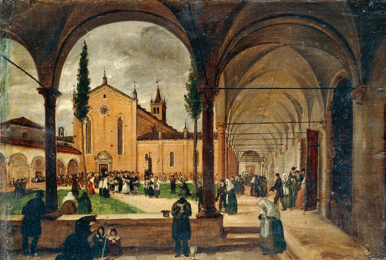 Aziz Bernardino Manastırı, Giuseppe Canella (1788-1847), tuval üzerine yağlı boya, 29x42 cm. by Giuseppe Canella