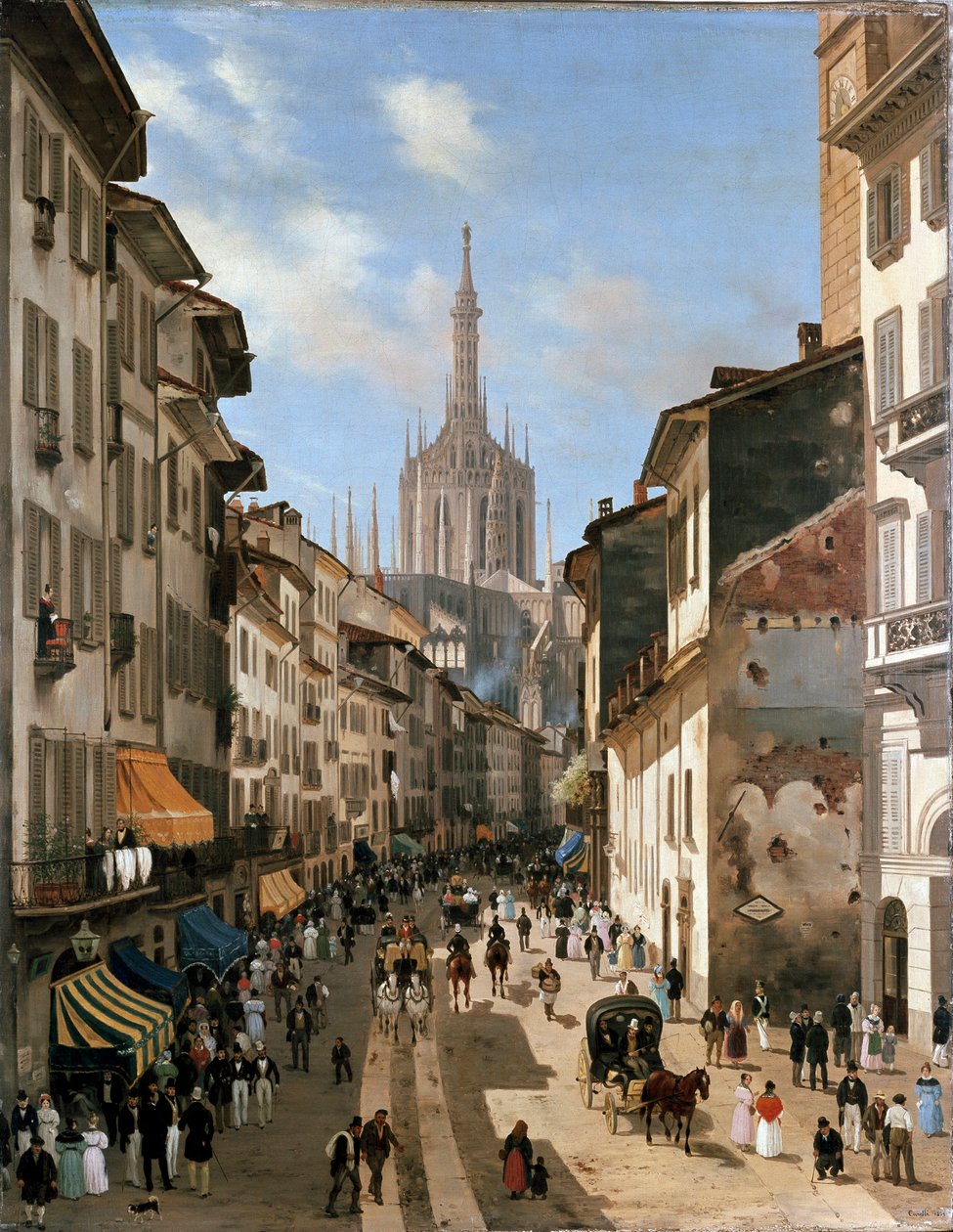 Corsia dei Servi caddesinden bir görünüm (resim, c.1839) by Giuseppe Canella