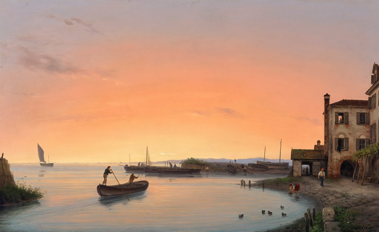Güneş doğmadan önce Chioggia by Giuseppe Canella d. Ä.