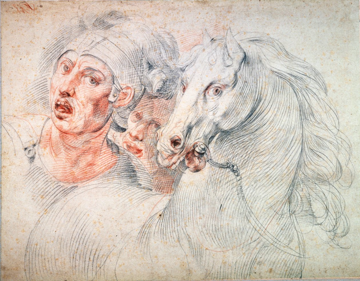 Bir at ve iki askerin incelenmesi, 17. yüzyılın başlarında by Giuseppe Cesari