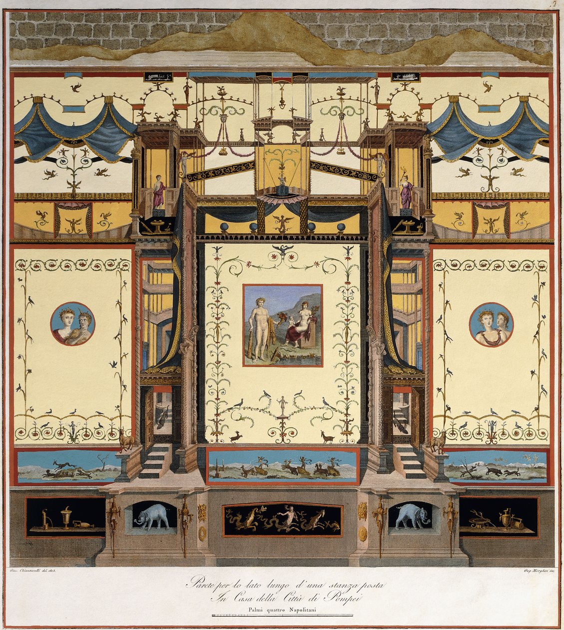 Pompei'deki bir evin bir odasındaki uzun duvar by Giuseppe Chiantarelli