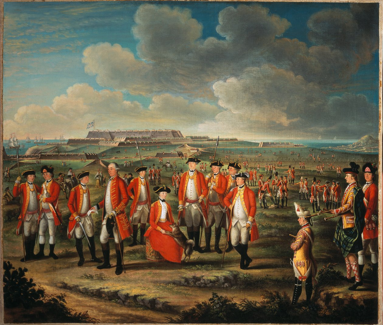 Leydi Louisa Lennox, kocasının Alayı, 25. Ayak Alayı, yanında Lord George Lennox ve Fort St Philip, Port Mahon, arka planda, c.1771 by Giuseppe Chiesa