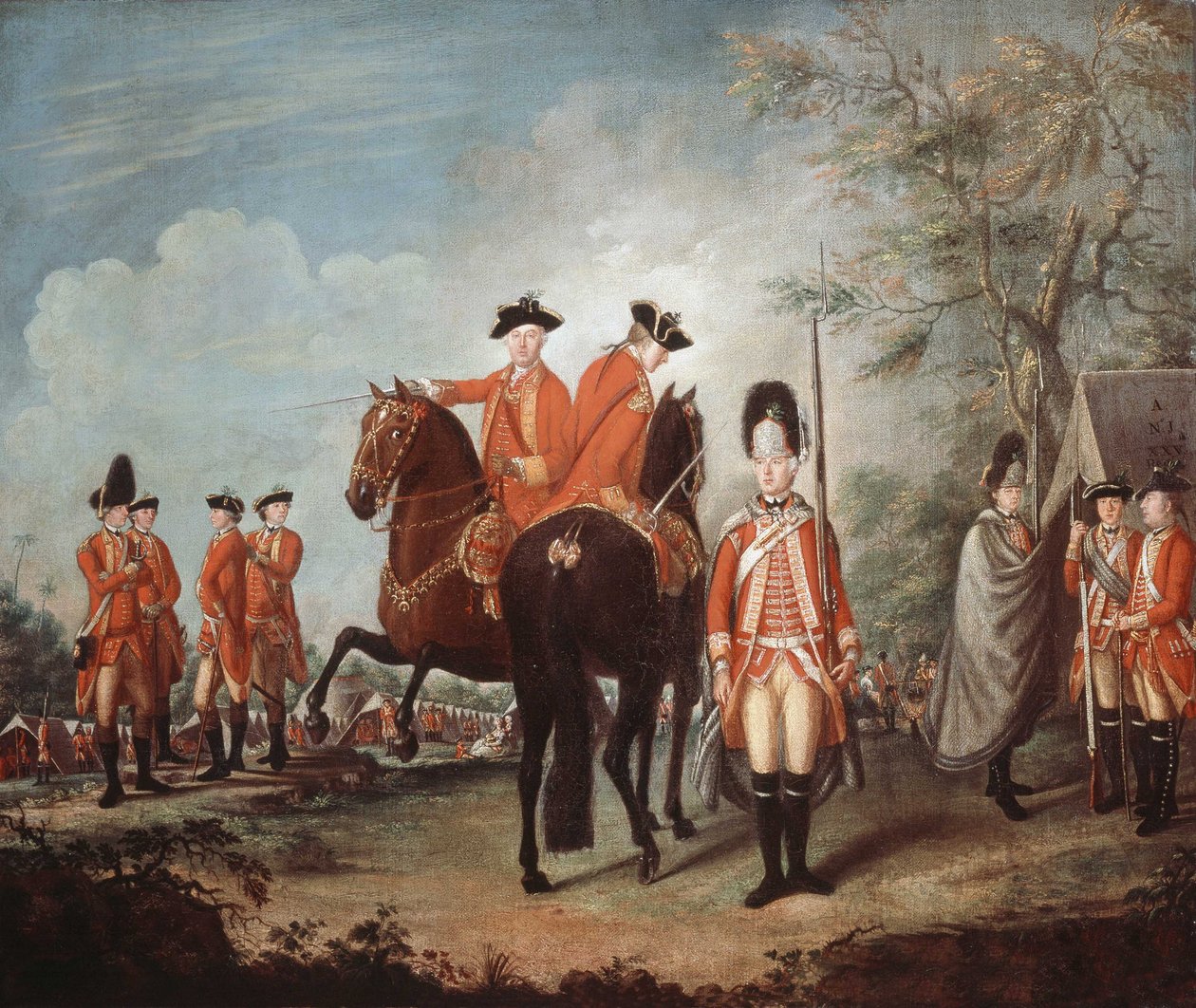 Alayın İki Atı, 25. Ayak Alayı, Menorca, c.1769 (tuval üzerine yağlı boya) by Giuseppe Chiesa