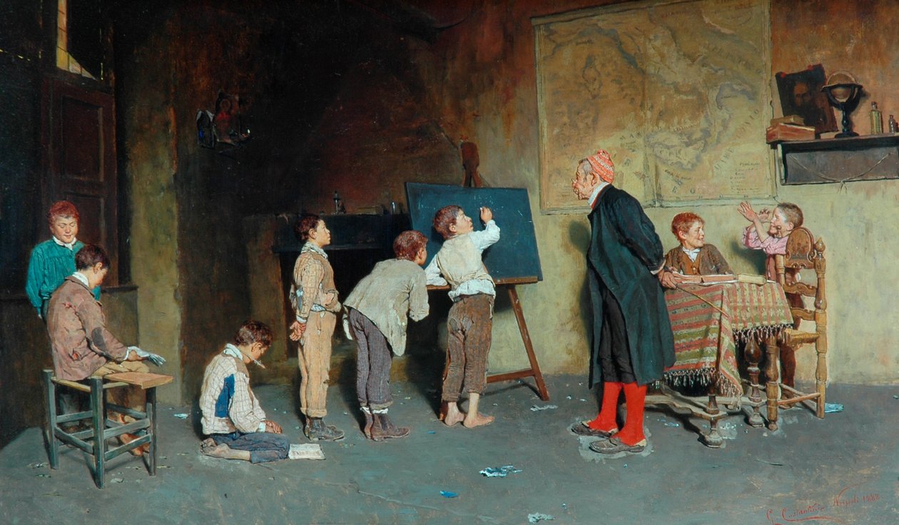 Bir İtalyan Köy Okulu, 1888 by Giuseppe Costantini