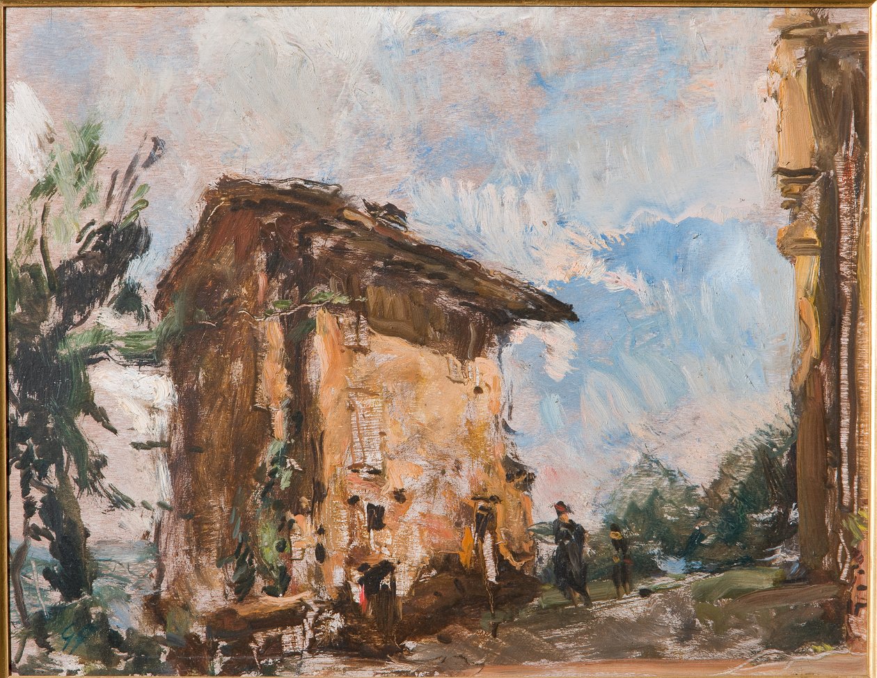 Bir Çiftlik Evi (kontrplak üzerine yağ) by Giuseppe Graziosi