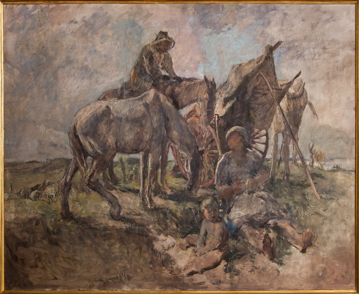 Tarlalarda Dinlenme (kontrplak üzerine yağ) by Giuseppe Graziosi