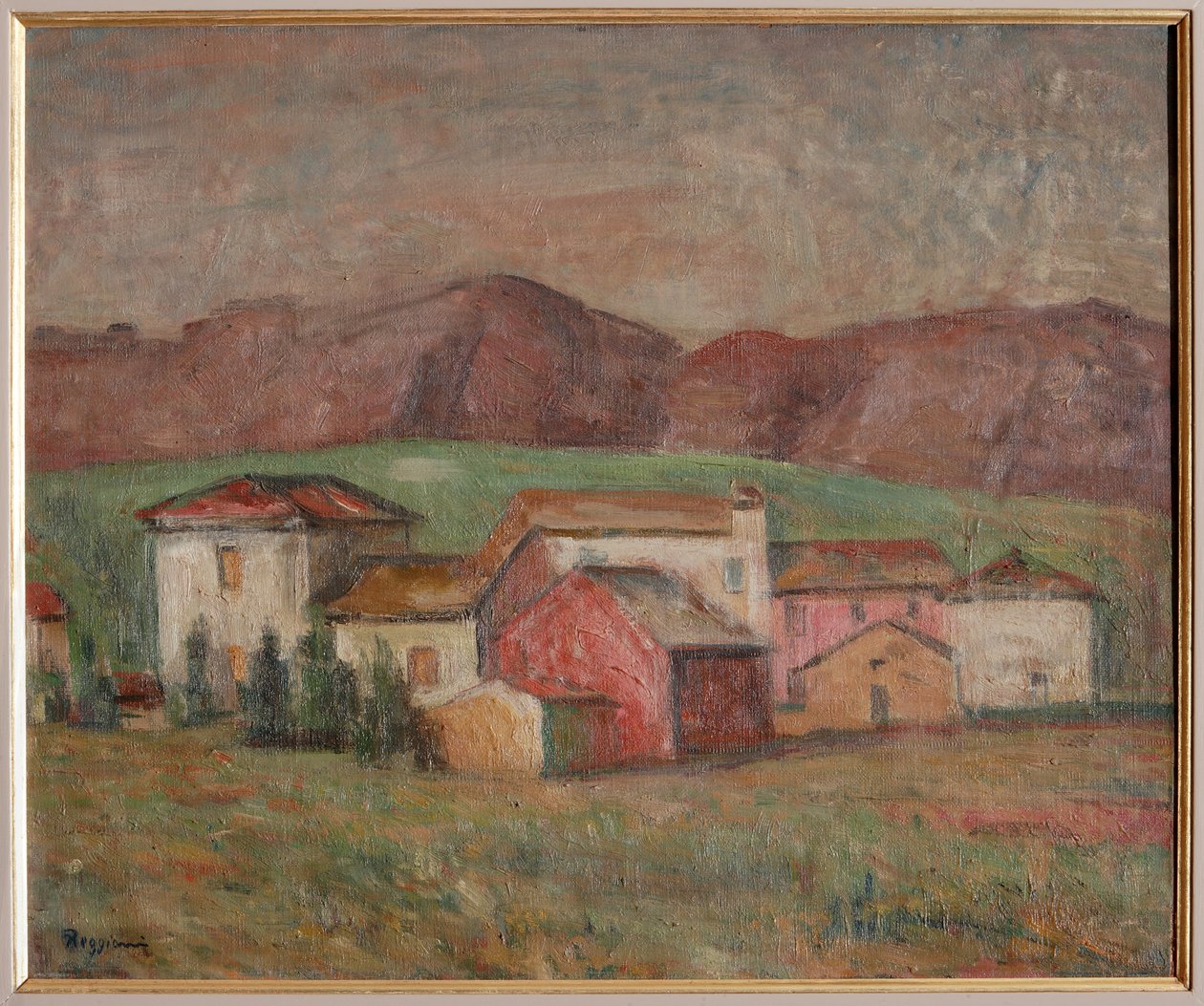 Dağların Eteklerindeki Köy (tuval üzerine yağlı boya) by Giuseppe Graziosi