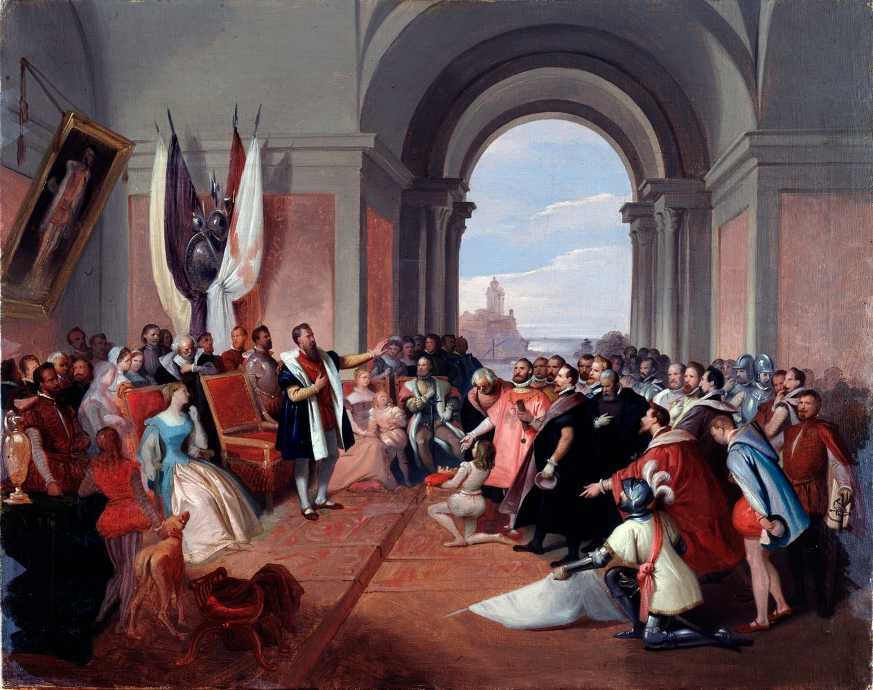 Andrea Doria, Cenova tacını reddediyor, Giuseppe Isola (1808-1893), c. 1868 (tuval üzerine yağlı boya) by Giuseppe Isola