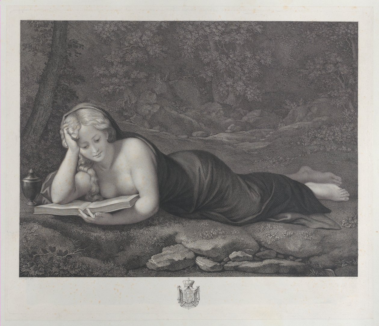 Mecdelli Meryem çölde tövbe halinde, yaklaşık. 1810. by Giuseppe Longhi