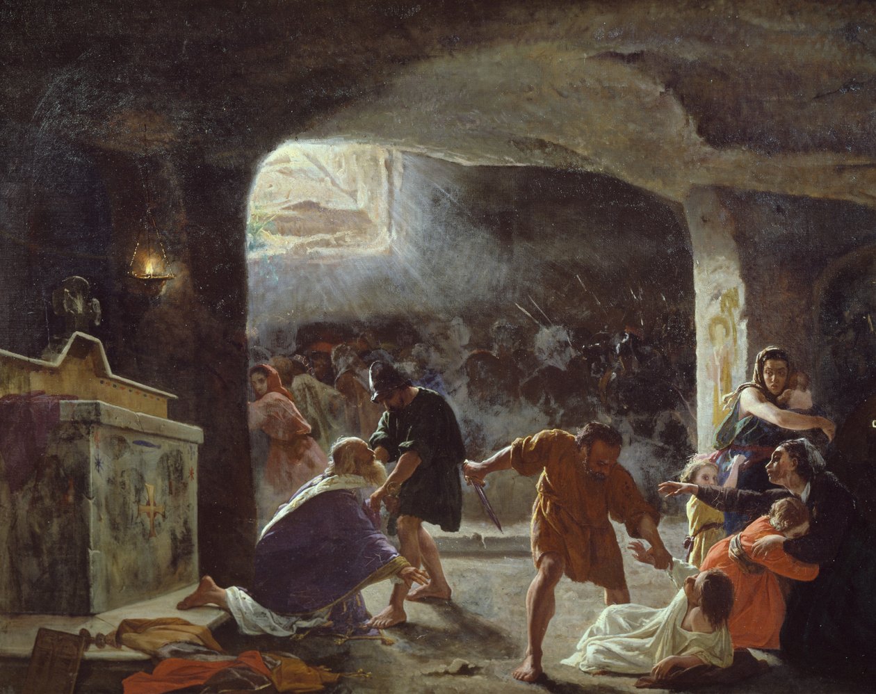 Giuseppe Mancinelli'nin (1813-1875) tablosu yer altı mezarlarında öldürülen ilk Hıristiyanlar by Giuseppe Mancinelli