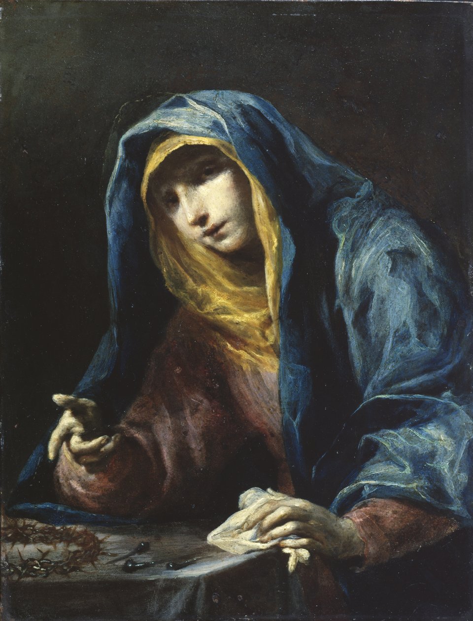 Tutkunun Aletleri ile Bakire, c.1730 (bakır üzerine yağlı boya) by Giuseppe Maria Crespi
