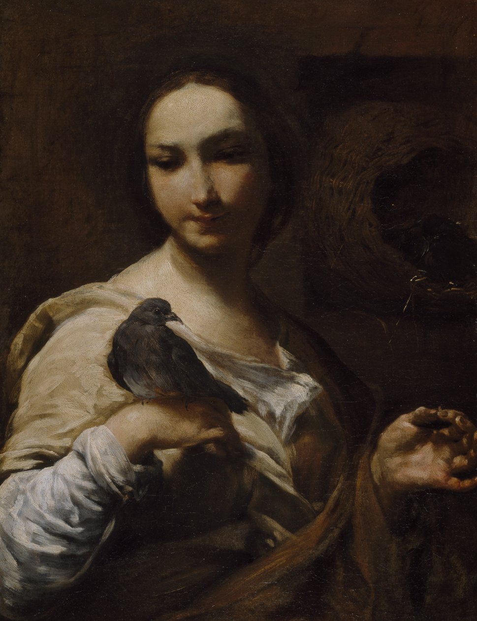 Güvercin Tutan Kız, 1721-27 by Giuseppe Maria Crespi