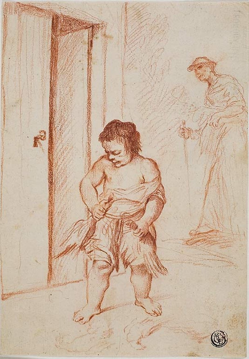 İki Figürün İncelenmesi (rekto); Parçalı Kopya (verso) by Giuseppe Maria Crespi