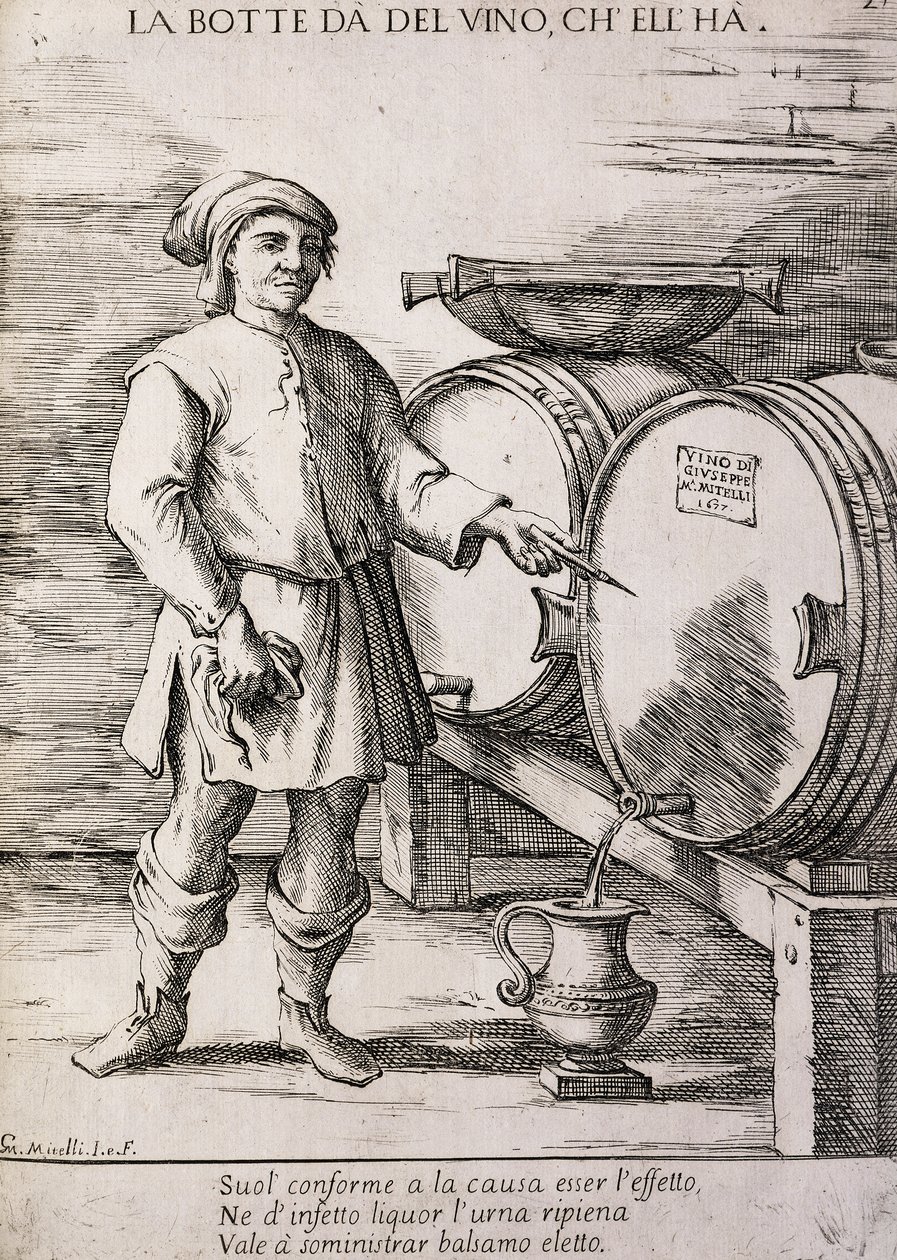 İçeren şarap veren fıçı, Atasözü by Giuseppe Maria Mitelli