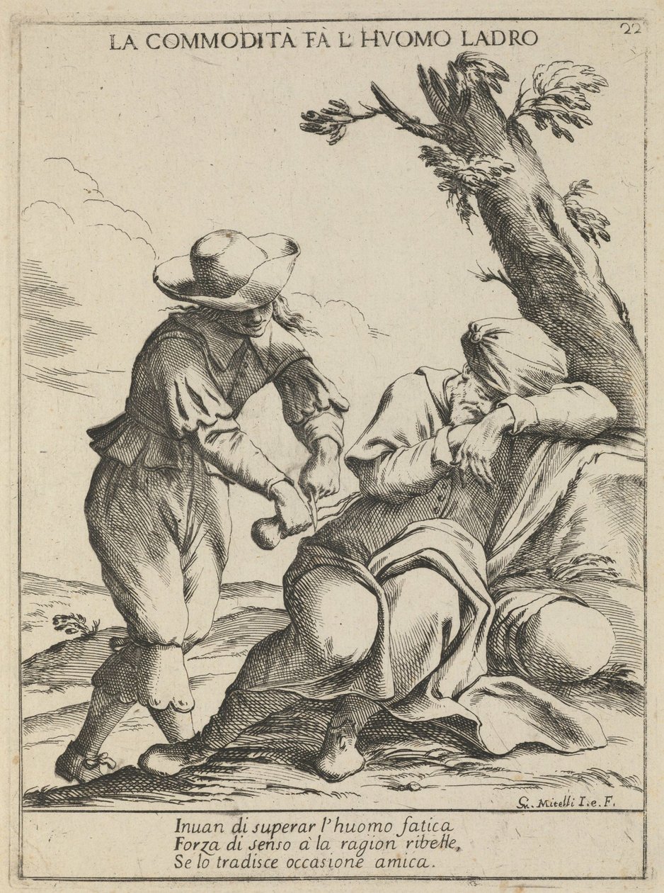 Fırsat hırsız yapar. Mal hırsız yapar, 1678 by Giuseppe Maria Mitelli