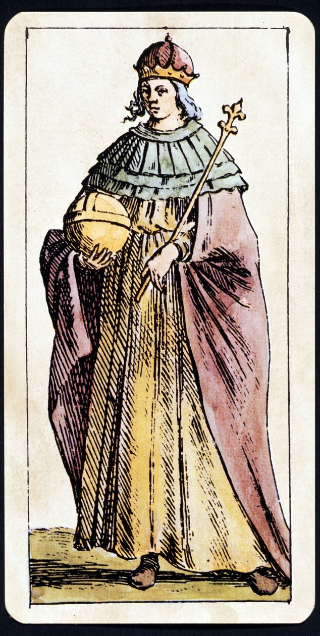 Papesse Jeanne, C.M.Mitelli tarafından bir Tarot el yazması oyununda tasvir edilmiştir. by Giuseppe Maria Mitelli
