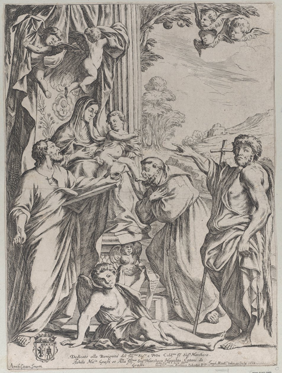 Üç Aziz ile Enthroned Bakire, 1668. by Giuseppe Maria Mitelli