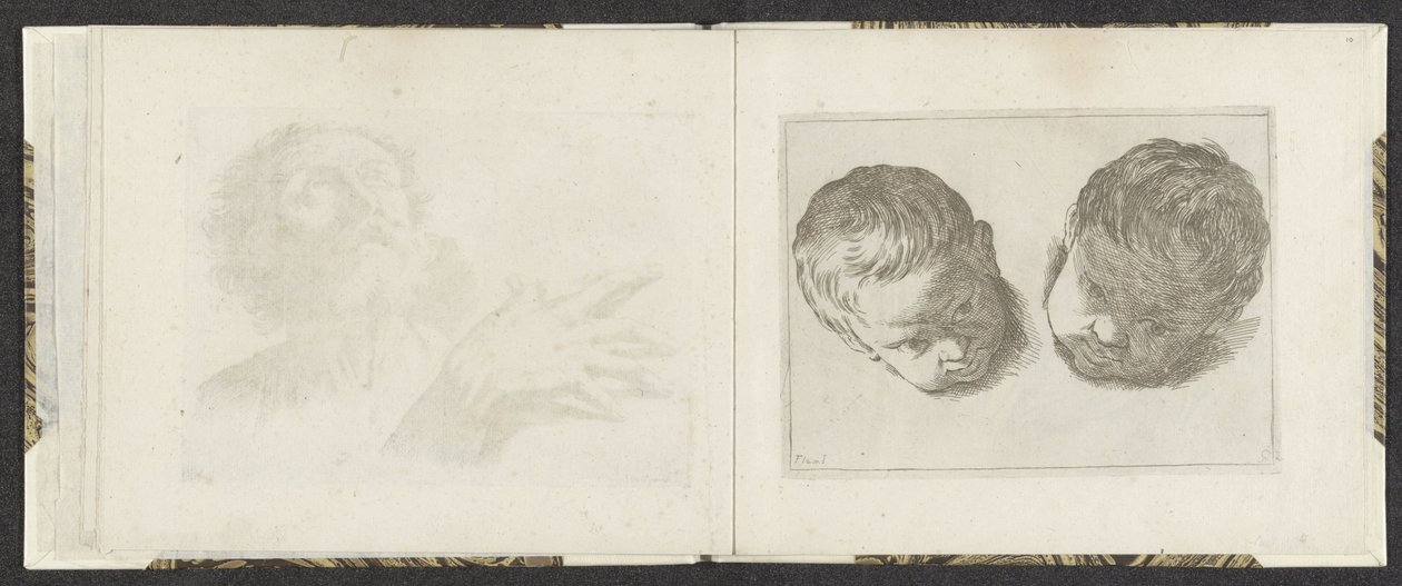 Küçük çocukların iki kafası Çizim örnekleri (seri başlığı) Mitelli oyma (dizi adı) by Giuseppe Maria Mitelli