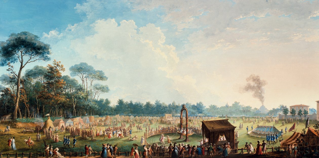 Ferdinand III onuruna çiftliklerde kutlama, Great Oak çayırında oyunlar by Giuseppe Maria Terreni