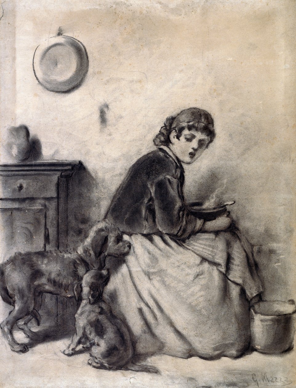 Köpekli kadın by Giuseppe Mazza