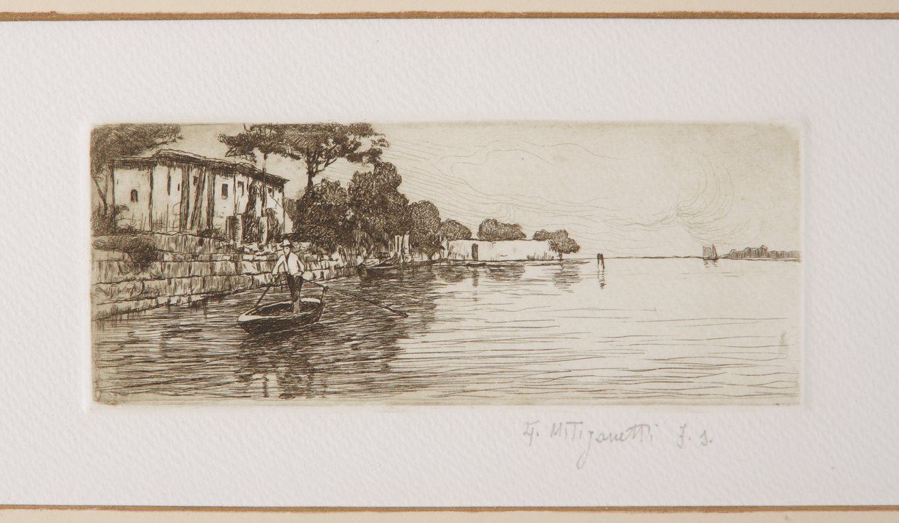 Kayıkçı (beyaz kağıt üzerine gravür) by Giuseppe Miti Zanetti